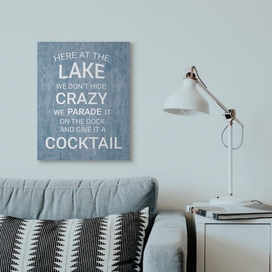 Stupell Industries Parade Crazy Funny Lake Party Blue Wood Texture Word Design Canvas Wall Art